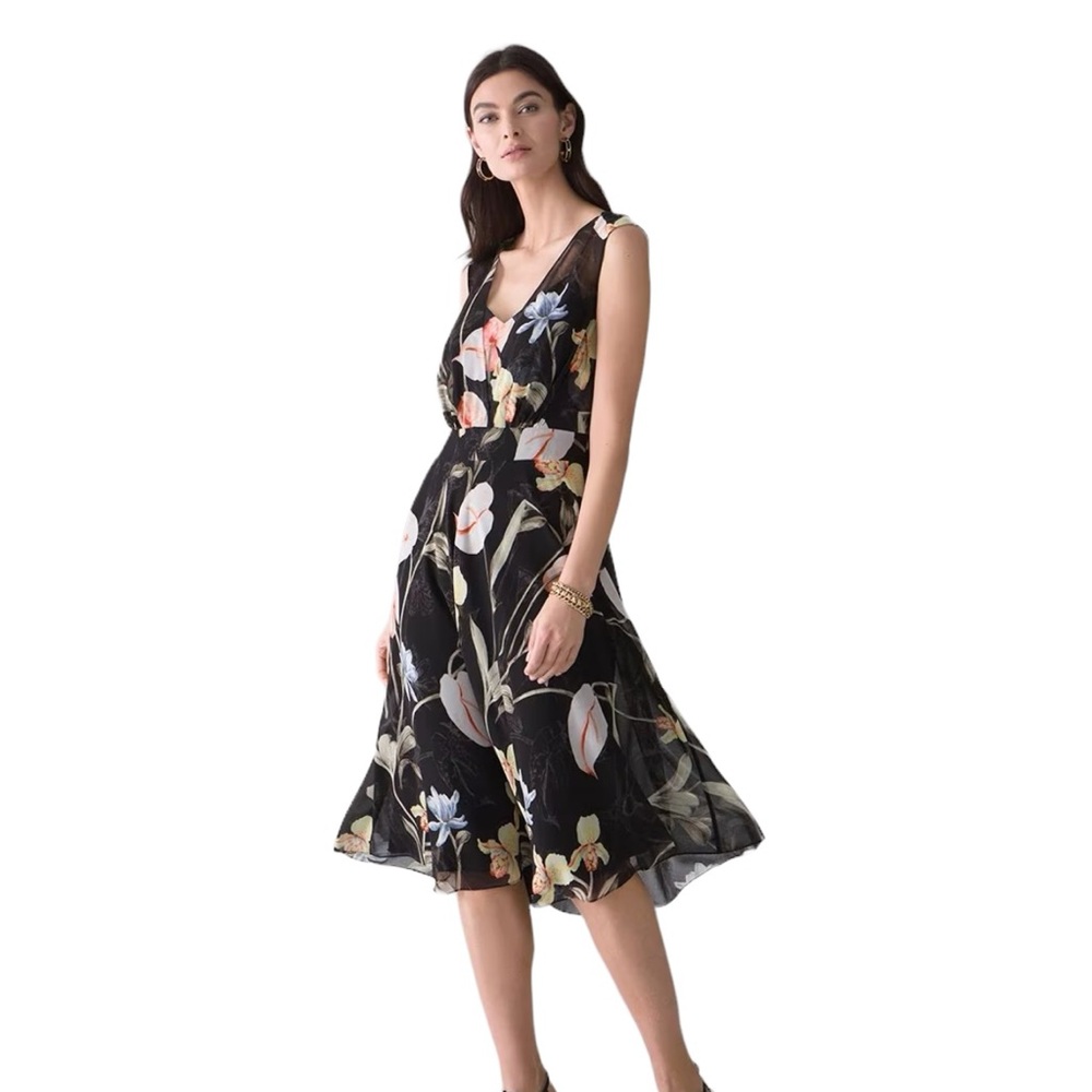 White House Black Market Floral Black Dress